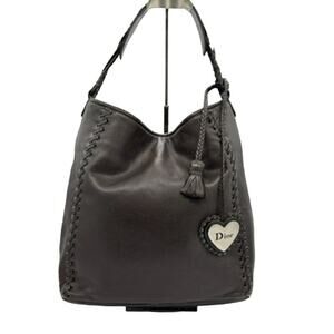 Christian Dior Brown Leather Ethnic Charm Tote*BEAUTIFUL SOFT LEATHER!